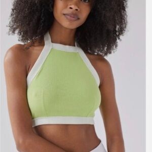 Urban Outfitters Lime Green Crop Top with White Trim NWT SMALL halter beach boho